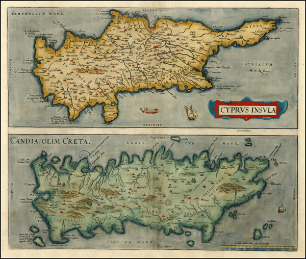 57-Europe, Turkey, Mediterranean, Balearic Islands and Greece Map By Abraham Ortelius