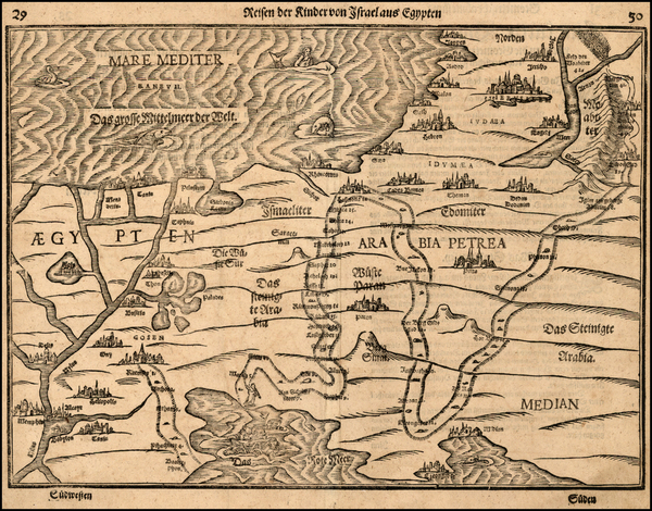 92-Middle East, Holy Land, Egypt and North Africa Map By Heinrich Bunting