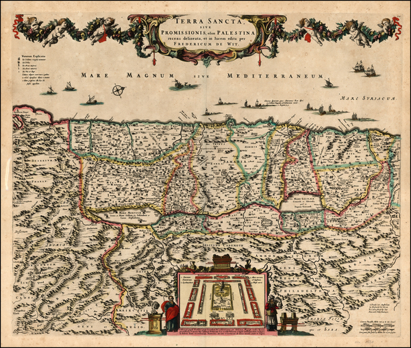 13-Holy Land Map By Frederick De Wit