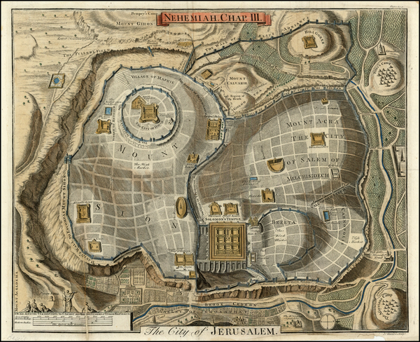 60-Holy Land Map By Isaac Basire