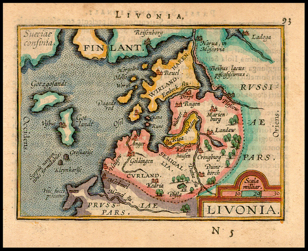 9-Baltic Countries Map By Abraham Ortelius / Johannes Baptista Vrients