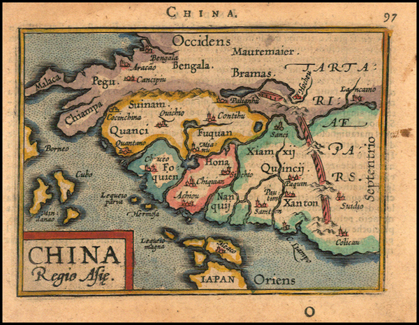 16-China Map By Abraham Ortelius / Johannes Baptista Vrients