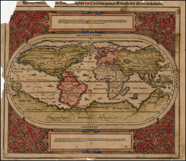 98-World and World Map By Sebastian Munster