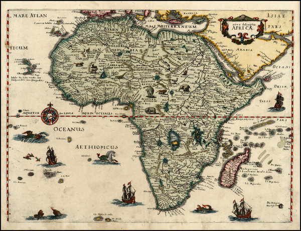 71-Africa and Africa Map By Matthaus Merian