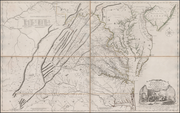 22-Mid-Atlantic, Maryland, Southeast and Virginia Map By Joshua Fry  &  Peter Jefferson