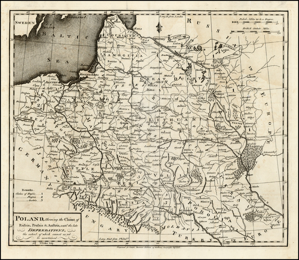 53-Europe, Poland, Russia and Baltic Countries Map By Mathew Carey