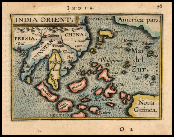 88-China, India and Southeast Asia Map By Abraham Ortelius / Johannes Baptista Vrients