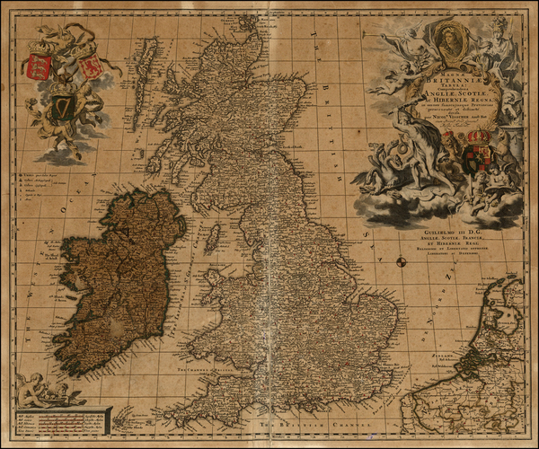 64-British Isles Map By Claes Janszoon Visscher