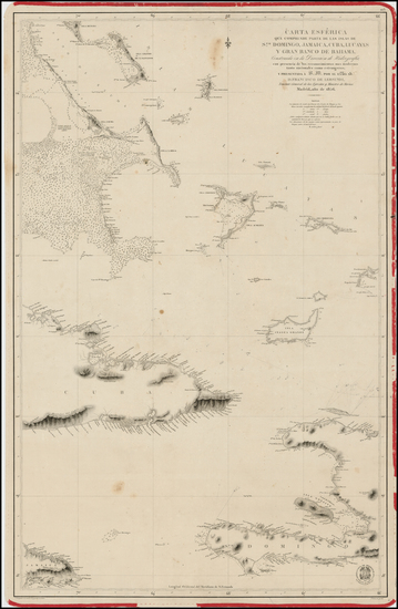 68-Caribbean, Cuba, Hispaniola and Bahamas Map By Direccion Hidrografica de Madrid