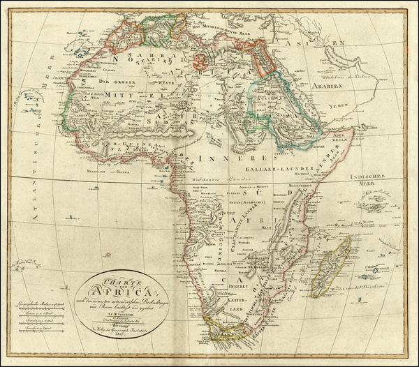 82-Africa and South Africa Map By Iohann Matthias Christoph Reinecke