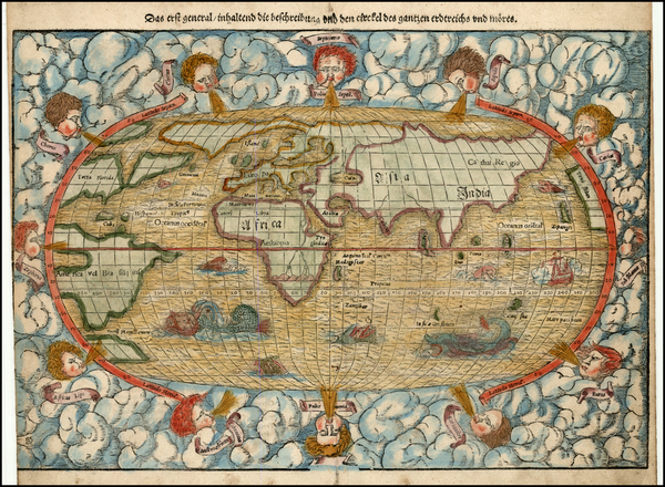 71-World and World Map By Sebastian Munster