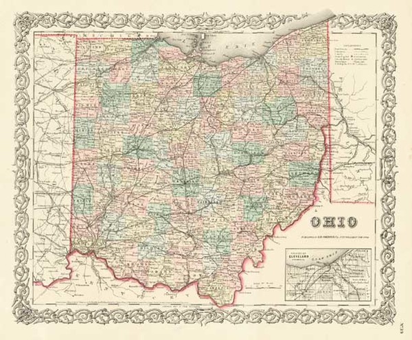 84-Midwest Map By Joseph Hutchins Colton