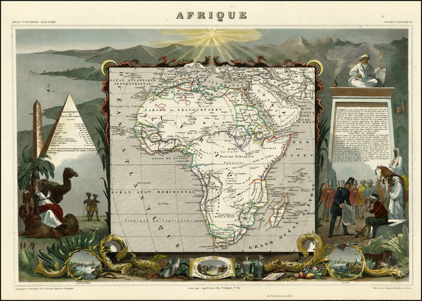 87-Africa and Africa Map By Victor Levasseur