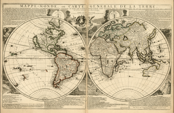 98-World and Celestial Maps Map By Nicolas de Fer