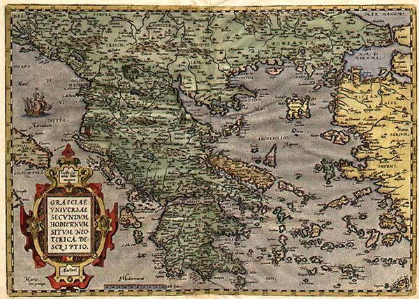 99-Europe, Balkans, Balearic Islands and Greece Map By Abraham Ortelius