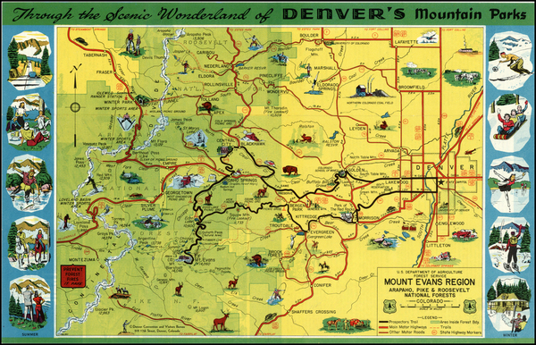 95-Rocky Mountains Map By Denver Convention & Visitors Bureau