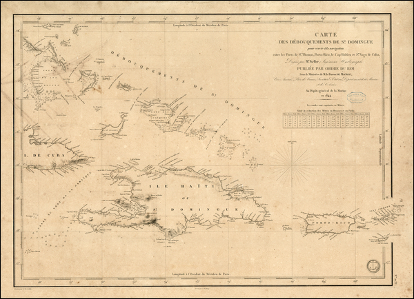 48-Caribbean Map By Depot de la Marine