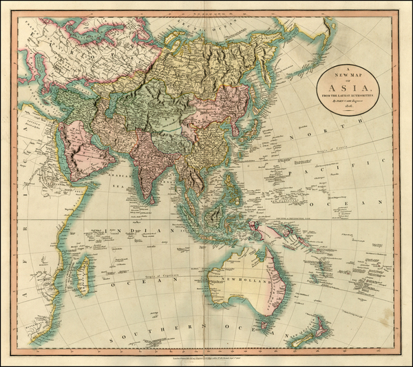 67-Asia, Asia, Australia & Oceania and Oceania Map By John Cary