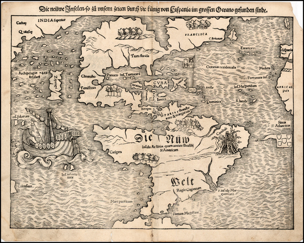 1-Western Hemisphere, North America, South America, Pacific and America Map By Sebastian Munster