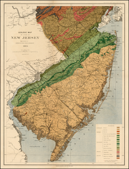 51-Mid-Atlantic Map By Geological Survey of New Jersey