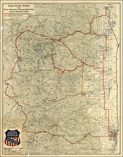 63-Rocky Mountains Map By Union Pacific Railroad Company / Poole Brothers