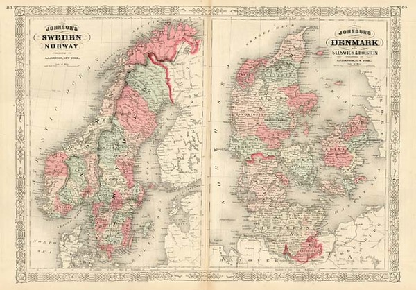 37-Europe, Scandinavia and Germany Map By Alvin Jewett Johnson