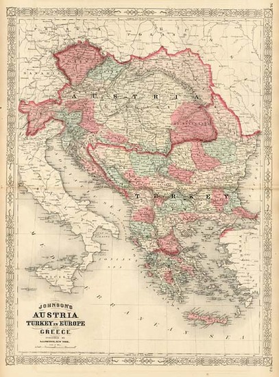 14-Europe, Hungary, Balkans, Turkey and Greece Map By Alvin Jewett Johnson