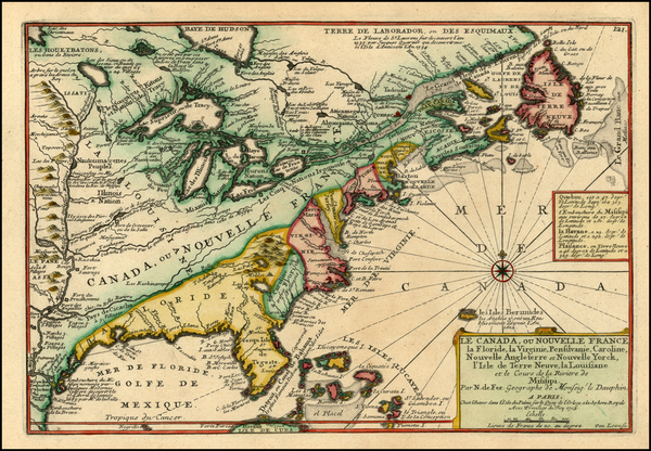 0-United States and Canada Map By Nicolas de Fer