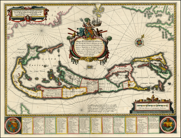 88-Atlantic Ocean and Caribbean Map By Willem Janszoon Blaeu