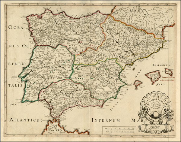 24-Spain and Portugal Map By Nicolas Sanson