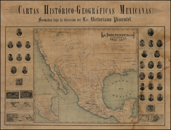 87-Texas, Southwest, Rocky Mountains, Mexico and California Map By Diaz de Leon