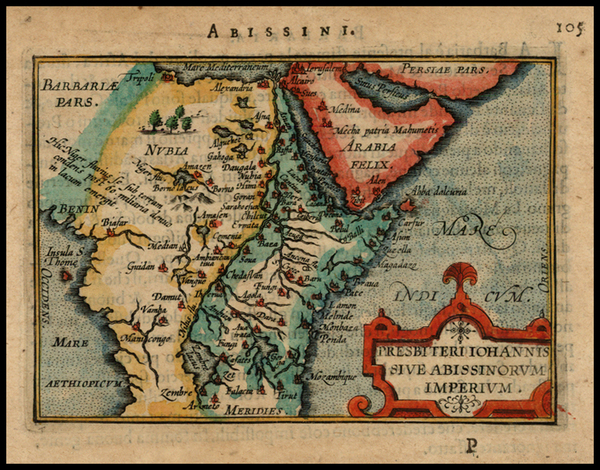 60-Africa, East Africa and West Africa Map By Abraham Ortelius / Johannes Baptista Vrients