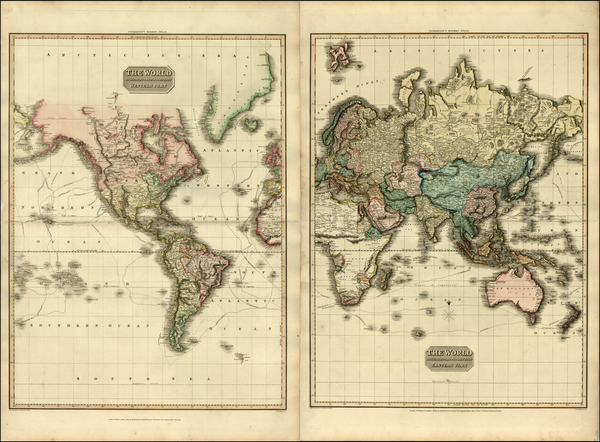 100-World, World, Atlantic Ocean, Pacific and Oceania Map By John Pinkerton