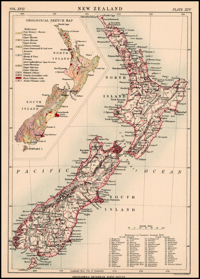 39-New Zealand Map By John Bartholomew