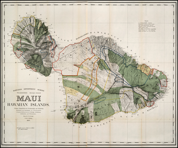 79-Hawaii and Hawaii Map By Hawaiian Government Survey