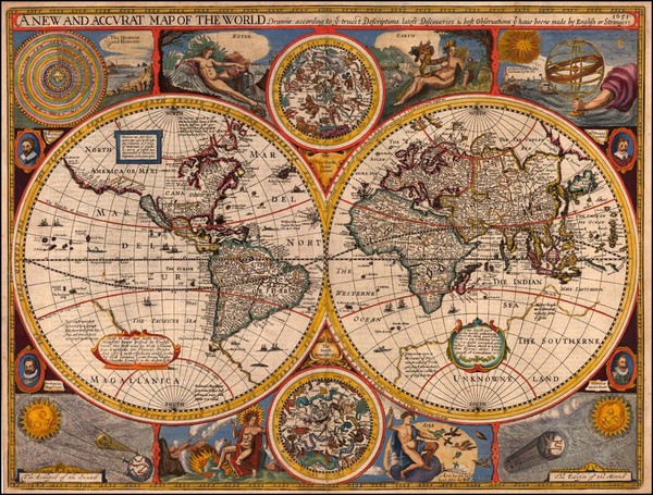 49-World, World and Celestial Maps Map By John Speed