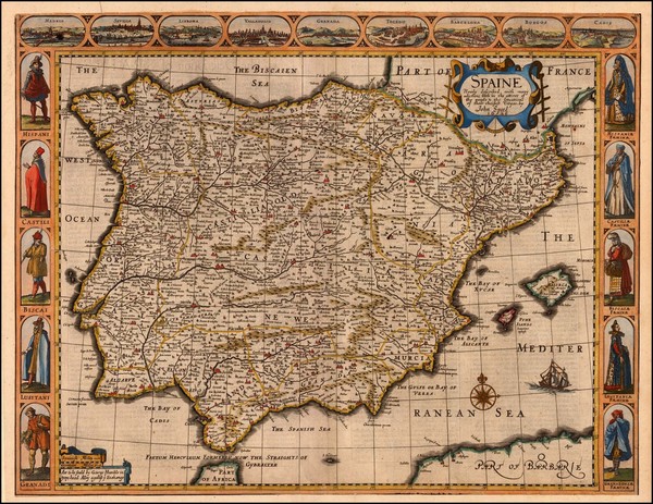 65-Spain and Portugal Map By John Speed