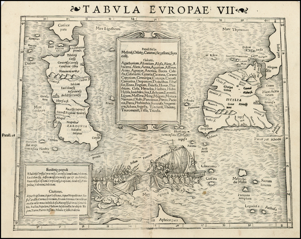 96-Italy, Mediterranean and Balearic Islands Map By Sebastian Munster