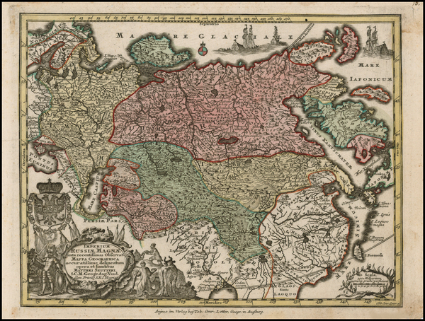 99-Russia, Central Asia & Caucasus and Russia in Asia Map By Matthaus Seutter