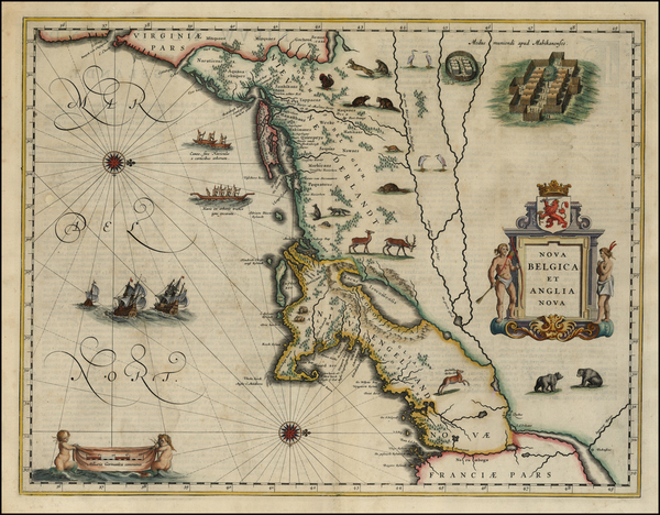 22-New England and Mid-Atlantic Map By Willem Janszoon Blaeu