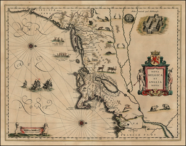 91-New England and Mid-Atlantic Map By Willem Janszoon Blaeu