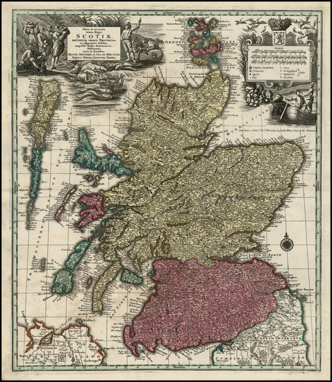 92-Scotland Map By Matthaus Seutter