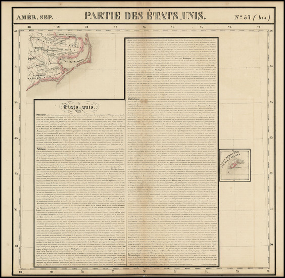 53-North Carolina and Bermuda Map By Philippe Marie Vandermaelen