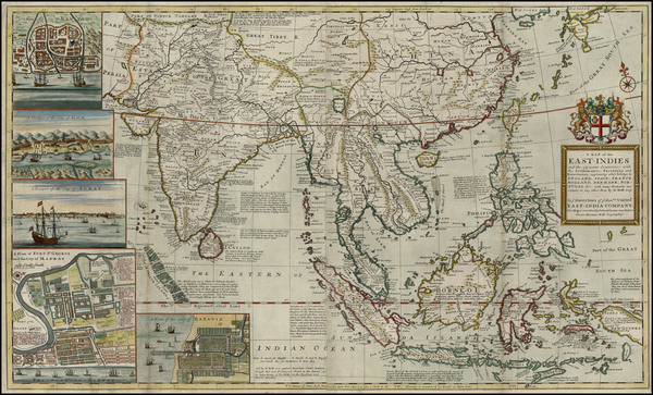 12-China, India, Southeast Asia and Philippines Map By Herman Moll