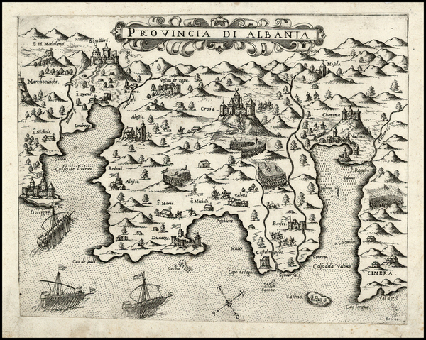 14-Balkans and Mediterranean Map By Giovanni Francesco Camocio