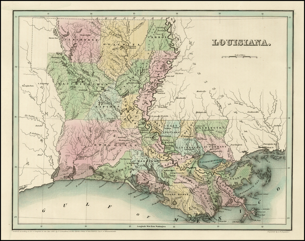 Map of Louisiana, Mississippi and Arkansas - Barry Lawrence Ruderman  Antique Maps Inc.