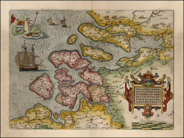 95-Netherlands Map By Abraham Ortelius