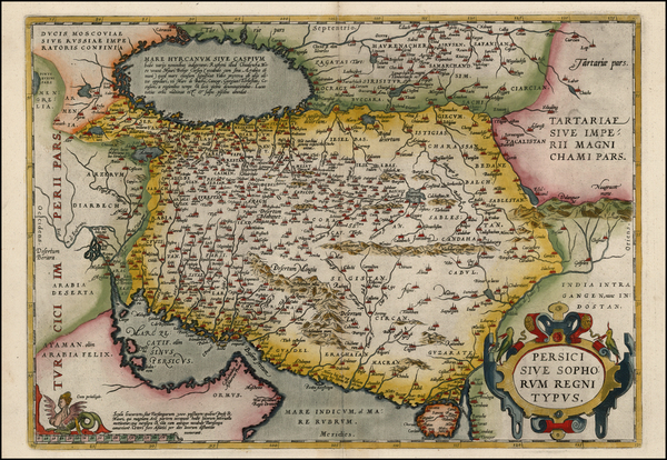 20-Central Asia & Caucasus and Middle East Map By Abraham Ortelius