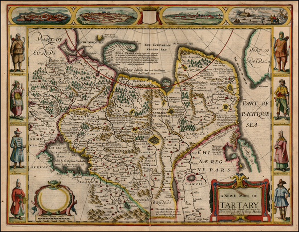 62-Alaska, China, Central Asia & Caucasus and Russia in Asia Map By John Speed