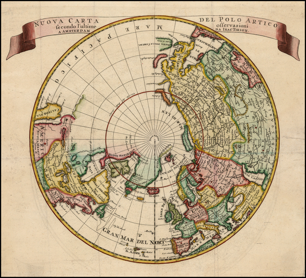 4-Northern Hemisphere, Polar Maps and California Map By Isaak Tirion